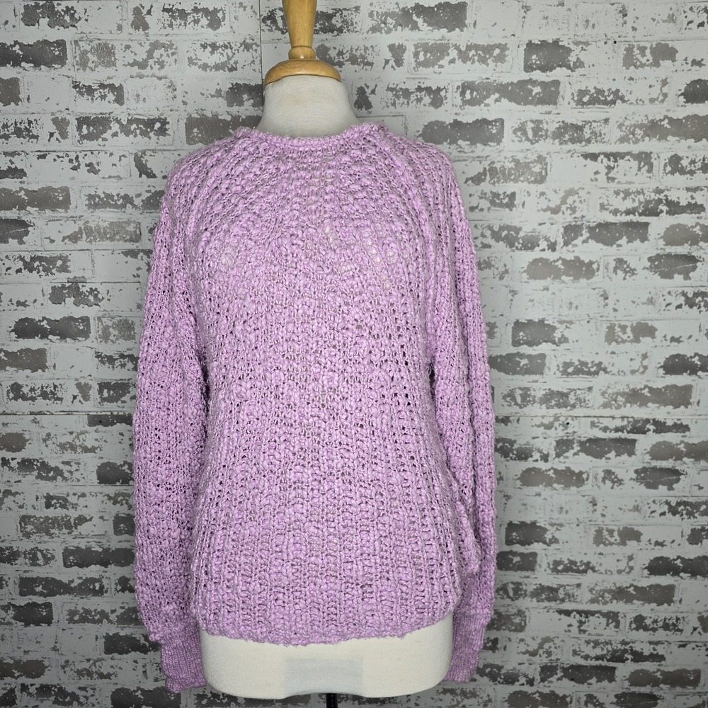 Free People Sweater Womens Small Pink 100%‎ Cotton Oversized Open Knit Chunky